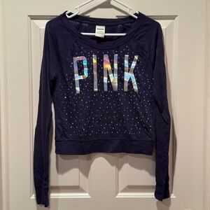 VS PINK Y2K Rhinestone Blue Top